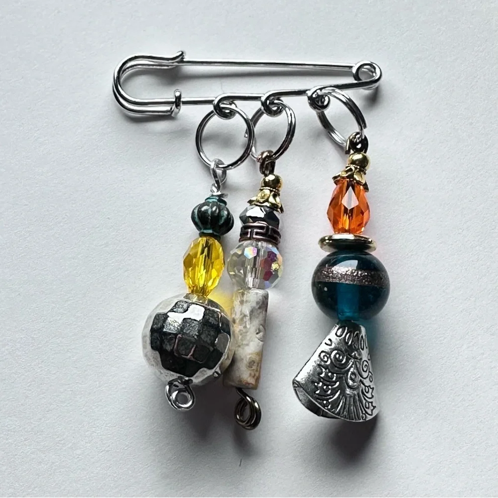 Brooch Pin Hand Crafted | Glass Beaded |  Artisan Multicolor Wire-Wrapped OOAK
